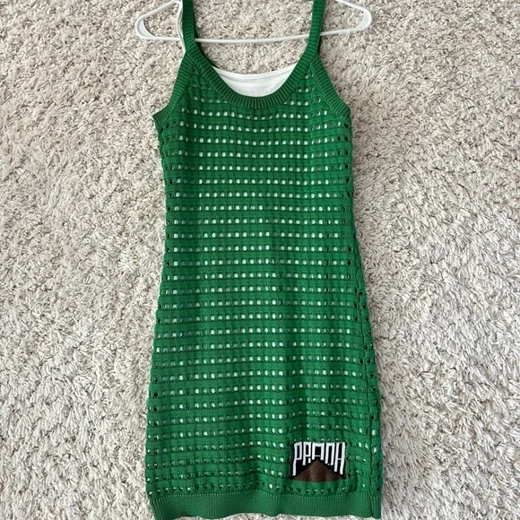 Prada | Dresses | Prada Green Knit Dress With White Slip | Poshmark Prada | Dresses | Prada Green Knit Dress With White Slip | Poshmark